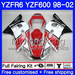 Body For YAMAHA red white hot sale YZF R6 98 YZF600 YZFR6 98 99 00 01 02 230HM.6 YZF 600 YZF-R600 YZF-R6 1998 1999 2000 2001 2002 Fairings