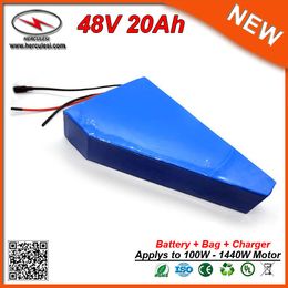 Triangle style electric bike battery 48v 20ah 1000w bicycle lithium battery pack in 18650 lithium ion cells 30A BMS li-ion