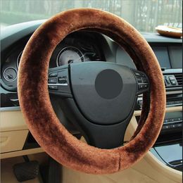 38cm Universal Car Steering Wheel Cover antislip fashion plush short fur warm design