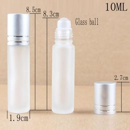 10ml Roll On Bottle With Silver Lid For Glass Metal Roller Ball Empty Glass Scrub Bottles For Personal Care Skin Care LX1157