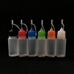 10ml plastic needle bottle for e liquid with Colourful cap tip ,empty plastic E liquid dropper bottle with child proof lid LX1137