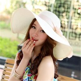 Straw Sun Hats For Women's Female Summer Ladies Wide Brim Beach Hats Sexy Chapeau Large Floppy Sun Caps New Brand Spring Praia