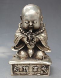wedding light boxes UK - China Miao Silver Carve Little Buddha Sincerity Pray Come True Lucky Statue