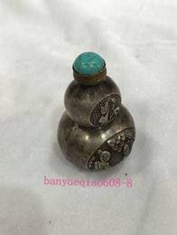 Antique gourd shape with carved snuff bottle turquoise