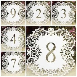 White hollow Cut Table Number Cards 1-10 Wedding Supplies table Centrepiece Decorations Wedding Engagement Party Decor