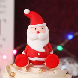 -Christmas Plastic Cake Topppers Banderas Santa Claus en forma de árbol de Navidad Decoración del partido Feliz cumpleaños Cupcake Cake Topper Baby Shower Nuevo