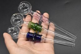 On balancer Glass Oil Burner Pipe Glass smoking Pipes thick Pyrex Oil Burner Smoking Hand Pipe Coloured Dry herb Tobacco Pipes Colour 2pcs