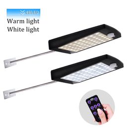 Solar Outdoor Wall Light 48LED PIR Motion Sensor 3 Modes Garden Lamp With Remote Control IP65 Security Lamps