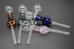 wholesale 14cm straight Glass Pipes with colored glass balancer smoking pipe hand smoking pipe beauty girl shape