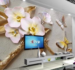 custom 3d photo wallpaper mural living room embossed jewels flower 3d photo painting sofa TV background non-woven wall sticker