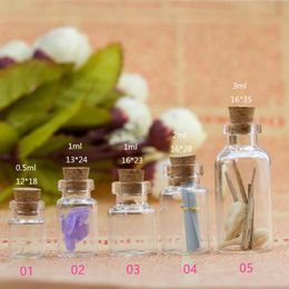 Wish Bottles Tiny Small Empty Clear Cork Glass Bottles Vials For Wedding Holiday Decoration Christmas Gifts F460