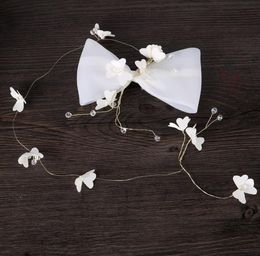 Bow, flower pin, pink, white bow, head ornament, bride accessories, accessories.