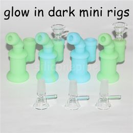 Glow in dark Silicone Oil Burner Bubbler Water Bong Pipe small burners pipes bubbler dab rigs Oil rig for smoking mini heady Bongs