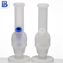 Newest Transparent Skull silicone bongs glass bong with oil rig bongs water pipes Colourful smoking bubbler pipes free shipping