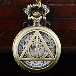 Hollow Hot Movie Theme Triangle Design Pocket Watch Roman Number Dial for Men Women Children Best Gift