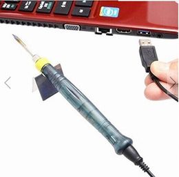 Free Shipping Wholesale 2set/LOT Mini Portable USB 5V 8W Electric Powered Soldering Iron with LED Indicator