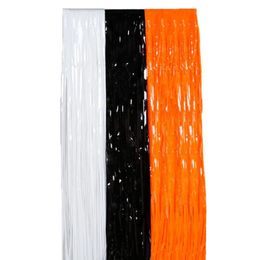 Black/White/Orange Plastic Fringe Foil Curtain Shimmer Tinsel Birthday Halloween Party Backdrop Doorway Decorations ZA6511