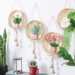 Creative bamboo weaving simulation plant wind bell wall decoration creative home decoration wall decoration shop accessories