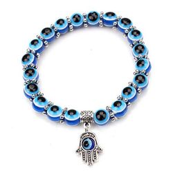 10pcs/lot Blue Evil Eye Bracelet Charms Lucky Hand Fatima Bracelets Gift New