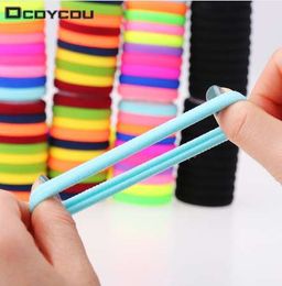 20pcs/lot Candy Fluorescence Colored Hair Holders High Quality Rubber Bands Hair Elastics Accessories Girl Women Tie Gum