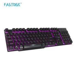 FASTDISK Backlight USB Keyboard English with Russian Character Teclado Gamer Floating 3 Colour LED Backlit