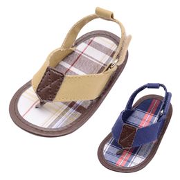 Newest Canvas Baby Shoes Gingham Patch 0-18Month Baby Boy Summer Style Hook&Loop Prewalker Shoes