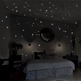 Glow In The Dark Wall Stickers 400pcs Round Dots Luminous Stickers Home Bedroom Ceiling Diy Decoration Art Wall Decals Murals