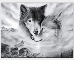 full drill diamond painting Canada - wolf diamond painting kit full drill animal couple wall art mosaic pictures rhinestone pasted needlework kit gem drawing hand craft gift