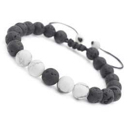 8mm Volcanic Lava Stone Howlite Strands Beaded Bracelets Black White Green Natural Stones Round Beads Wirst Bracelet Jewellery for Men Women