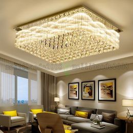 Simple Modern LED Rectangular Fringed Plum Blossom Glass Strip Crystal Ceiling Lamps Lights Project Lighting For Bedroom Living Room Hotel