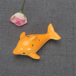 ceramic toys NZ - Arts Cute 6 Hole Ceramic Dolphin Ocarina Educational Toy Musical Instrument Animal Shape Educational Music Flute Charm 147 N2