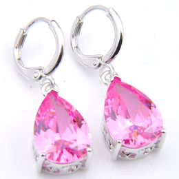 10Prs Luckyshine Fashion Shine Water Drop Fire kunzite Cubic Zirconia Gemstone Silver Dangle Earrings for Holiday Wedding Party