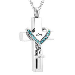 Memorial Jewellery Stainless Steel Cross for son Memorial Cremation Ashes Urn Pendant Necklace Keepsake Urn Jewellery