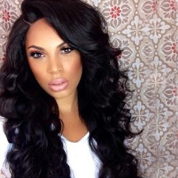 free shipping Slanted bangs Best Quality Simulation Human Hair Wigs long loose Wave Full wigs for black women in stock