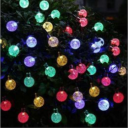20ft 30 LED Crystal Ball LED String Lights Solar Powered Globe Fairy Lights voor Outdoor Garden Christmas Decoration