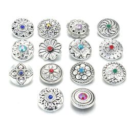 10pcs/lot Randomly Mixed Snap Jewellery Rhinestone Metal Button press buttons 18mm Bracelets for Women 8543