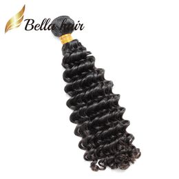 Queen Collection Deep Wave Wavy Hair Human Weaves Extensions 1 Bundle Deals 10-24inch Unprocessed Brazilian Thick End Weft Natural Color Julienchina