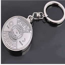 50 Years Perpetual Calendar Keyring Keychain Silver Alloy Key Chain Ring Keyfob 6RMA192Q