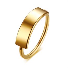 Dainty Personalised Gold Curved Bar Ring Stacking Ring Free Custom Name Engraving