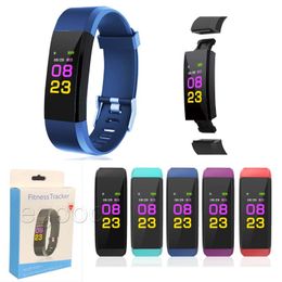 Smart Wristband Bracelet Fitness Heart Rate Tracker Step Counter Activity Monitor Band Waterproof Wristband For IOS Android ID115 Plus