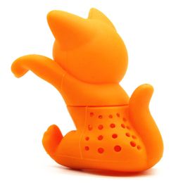 Cute Cartoon Cat Shaped Tea Infuser Tea Strainer Food Grade Silicone Loose Leaf Herbal Spice Brewing Tools Orange Promotion