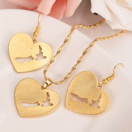 Details about Unique Country New Zealand Map Round 14K Fine Gold Filled chain pendant & Earrings Set