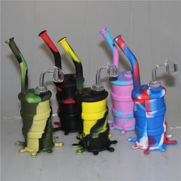 Wholesale Mini Silicone Bongs dab rig hookah Silicon Oil Drum Rigs silicone water pipe bubbler bong