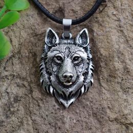 SanLan 1pcs Wolf Head Necklace Pendant Animal Power Norse Viking Amulet Necklaces Pendants Men Women Gift Jewellery