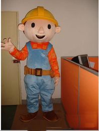 2018 High Quality Adult Size Bob the Builder Mascot Costume Cartoon Fancy Dress