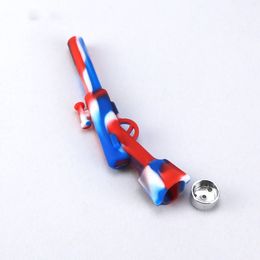 Pistol Design Silicone Mini Hand Pipes Small Gun Style Water Pipe Handpipes Tilicone Silicone Pipes 420