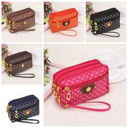 New fashion girl women's wallet credit card key phone holder zipper purse lady dot handbags top quality