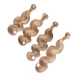 #27/613 Mix Piano Color Virgin Peruvian Human Hair Weave Extensions Body Wave Light Brown Highlight Blonde Piano Mixed Human Hair Bundles