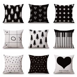 new 2018 nordic style home decoration black and white cushion cover tree geometric almofada letter geometric cojines 18 designs