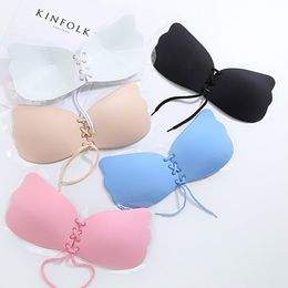 Women Self Adhesive Strapless Bras Stick Gel Silicone Push Up Invisible Bra Female Fashion Solid Color Lingerie